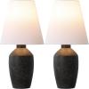 JONATHAN Y 19.5″ Matte Cream Modern Table Lamp Set of 2, Minimalist Ginger Jar Lamps for Bedroom Living Room Office, White Linen Shade, LED Bulbs Included (JYL5605B-SET2)(Matte Black)