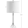 JONATHAN Y 19.75″ Clear Crystal Table Lamp Set of 2 for Bedroom, Modern Glam Chrome and Glass Column Nightstand Lamps for Living Room, White Linen Shade, LED Bulbs Included JYL2078A-SET2
