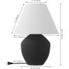 JONATHAN Y 20.5″ Matte Cream Minimalist Table Lamp Set of 2 for Living Room, Modern Scandinavian Bedside Lamps for Bedroom, White Linen Shade, LED Bulbs Included (JYL5604B-SET2)(Matte Black)