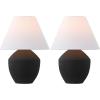 JONATHAN Y 20.5″ Matte Cream Minimalist Table Lamp Set of 2 for Living Room, Modern Scandinavian Bedside Lamps for Bedroom, White Linen Shade, LED Bulbs Included (JYL5604B-SET2)(Matte Black)