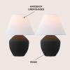 JONATHAN Y 20.5″ Matte Cream Minimalist Table Lamp Set of 2 for Living Room, Modern Scandinavian Bedside Lamps for Bedroom, White Linen Shade, LED Bulbs Included (JYL5604B-SET2)(Matte Black)