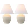 JONATHAN Y 20.5″ Matte Cream Minimalist Table Lamp Set of 2 for Living Room, Modern Scandinavian Bedside Lamps for Bedroom, White Linen Shade, LED Bulbs Included (JYL5604B-SET2)(Matte Cream)