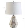 JONATHAN Y 21″ Natural Ivory Seashell Mosaic Table Lamp Set of 2, Coastal Geometric Resin Bedside Lamps for Living Room Bedroom, White Linen Drum Shade, LED Bulbs Included JYL4004A-SET2