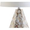 JONATHAN Y 21″ Natural Ivory Seashell Mosaic Table Lamp Set of 2, Coastal Geometric Resin Bedside Lamps for Living Room Bedroom, White Linen Drum Shade, LED Bulbs Included JYL4004A-SET2