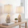 JONATHAN Y 21″ Natural Ivory Seashell Mosaic Table Lamp Set of 2, Coastal Geometric Resin Bedside Lamps for Living Room Bedroom, White Linen Drum Shade, LED Bulbs Included JYL4004A-SET2