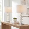 JONATHAN Y 22″ Clear Crystal and Chrome Stacked Cube Table Lamp Set of 2, Glam Contemporary Nightstand Lamps with White Linen Drum Shade, LED Bulbs Included JYL5040A-SET2