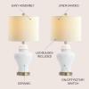 JONATHAN Y 22″ White Ceramic Table Lamp Set of 2 for Bedroom Living Room, White Linen Shade, Traditional Ginger Jar Nightstand Lamp, Classic Cottage LED Lights (JYL6602C-SET2)(White)