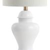 JONATHAN Y 22″ White Ceramic Table Lamp Set of 2 for Bedroom Living Room, White Linen Shade, Traditional Ginger Jar Nightstand Lamp, Classic Cottage LED Lights (JYL6602C-SET2)(White)