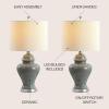 JONATHAN Y 22″ White Ceramic Table Lamp Set of 2 for Bedroom Living Room, White Linen Shade, Traditional Ginger Jar Nightstand Lamp, Classic Cottage LED Lights (JYL6602C-SET2)(Gray)