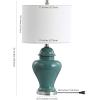 JONATHAN Y 22″ White Ceramic Table Lamp Set of 2 for Bedroom Living Room, White Linen Shade, Traditional Ginger Jar Nightstand Lamp, Classic Cottage LED Lights (JYL6602C-SET2)(Green)
