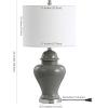 JONATHAN Y 22″ White Ceramic Table Lamp Set of 2 for Bedroom Living Room, White Linen Shade, Traditional Ginger Jar Nightstand Lamp, Classic Cottage LED Lights (JYL6602C-SET2)(Gray)