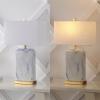 JONATHAN Y 24.5″ Blue and White Marbled Ceramic LED Table Lamp Set of 2 with USB Port, Modern Coastal Iron Nightstand Lamp, Brass Gold Accents, LED Bulbs Included JYL1140A-SET2