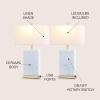 JONATHAN Y 24.5″ Blue and White Marbled Ceramic LED Table Lamp Set of 2 with USB Port, Modern Coastal Iron Nightstand Lamp, Brass Gold Accents, LED Bulbs Included JYL1140A-SET2