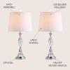 JONATHAN Y 25.5″ Clear/Chrome Crystal Table Lamp Set of 2 for Bedroom, Traditional French Country Lamps for Living Room, White Linen Drum Shade, LED Bulbs Included JYL2041A-SET2