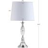JONATHAN Y 25.5″ Clear/Chrome Crystal Table Lamp Set of 2 for Bedroom, Traditional French Country Lamps for Living Room, White Linen Drum Shade, LED Bulbs Included JYL2041A-SET2