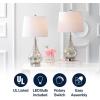 JONATHAN Y 25.5″ Mercury Silver Glass Table Lamp Set of 2 for Bedroom, Contemporary Transitional Trellis Lamps for Living Room, White Linen Shade, LED Bulbs Included JYL1077A-SET2