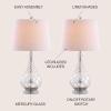 JONATHAN Y 25.5″ Mercury Silver Glass Table Lamp Set of 2 for Bedroom, Contemporary Transitional Trellis Lamps for Living Room, White Linen Shade, LED Bulbs Included JYL1077A-SET2