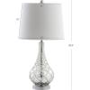 JONATHAN Y 25.5″ Mercury Silver Glass Table Lamp Set of 2 for Bedroom, Contemporary Transitional Trellis Lamps for Living Room, White Linen Shade, LED Bulbs Included JYL1077A-SET2