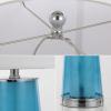 JONATHAN Y 26″ Clear/Brass Gold Nightlight Table Lamp Set of 2 for Bedroom, Modern Glass Desk Lamps with White Fabric Shade, Farmhouse Living Room Decor, LED Bulbs Included JYL1137A-SET2(Clear Blue/Chrome)