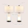 JONATHAN Y 26″ Clear/Brass Gold Nightlight Table Lamp Set of 2 for Bedroom, Modern Glass Desk Lamps with White Fabric Shade, Farmhouse Living Room Decor, LED Bulbs Included JYL1137A-SET2(Oil Rubbed Bronze/Clear)