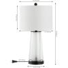 JONATHAN Y 26″ Clear/Brass Gold Nightlight Table Lamp Set of 2 for Bedroom, Modern Glass Desk Lamps with White Fabric Shade, Farmhouse Living Room Decor, LED Bulbs Included JYL1137A-SET2(Oil Rubbed Bronze/Clear)