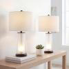 JONATHAN Y 26″ Clear/Brass Gold Nightlight Table Lamp Set of 2 for Bedroom, Modern Glass Desk Lamps with White Fabric Shade, Farmhouse Living Room Decor, LED Bulbs Included JYL1137A-SET2(Oil Rubbed Bronze/Clear)