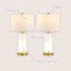 JONATHAN Y 26″ Clear/Brass Gold Nightlight Table Lamp Set of 2 for Bedroom, Modern Glass Desk Lamps with White Fabric Shade, Farmhouse Living Room Decor, LED Bulbs Included JYL1137A-SET2(Clear/Brass Gold)