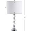 JONATHAN Y 26″ Clear/Chrome Crystal LED Table Lamp Set of 2, Transitional Faceted Glass and Metal Nightstand Lamps with White Linen Drum Shade, LED Bulbs Included JYL5041A-SET2