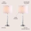 JONATHAN Y 27″ Clear Crystal LED Table Lamp Set of 2, Modern Glam Candlestick Bedside Lamps for Living Room Bedroom, Chrome, White Linen Drum Shade, LED Bulbs Included JYL2047A-SET2