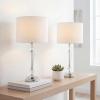 JONATHAN Y 27″ Clear Crystal LED Table Lamp Set of 2, Modern Glam Candlestick Bedside Lamps for Living Room Bedroom, Chrome, White Linen Drum Shade, LED Bulbs Included JYL2047A-SET2