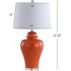 JONATHAN Y 27″ Gray Ceramic Urn Table Lamp Set of 2 for Living Room, Bedside Nightstand Lamps for Bedroom, Farmhouse Decor with White Linen Shade, LED Bulbs Included JYL4020A-SET2(Orange)