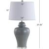 JONATHAN Y 27″ Gray Ceramic Urn Table Lamp Set of 2 for Living Room, Bedside Nightstand Lamps for Bedroom, Farmhouse Decor with White Linen Shade, LED Bulbs Included JYL4020A-SET2(Gray)