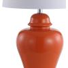 JONATHAN Y 27″ Gray Ceramic Urn Table Lamp Set of 2 for Living Room, Bedside Nightstand Lamps for Bedroom, Farmhouse Decor with White Linen Shade, LED Bulbs Included JYL4020A-SET2(Orange)