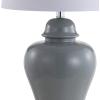 JONATHAN Y 27″ Gray Ceramic Urn Table Lamp Set of 2 for Living Room, Bedside Nightstand Lamps for Bedroom, Farmhouse Decor with White Linen Shade, LED Bulbs Included JYL4020A-SET2(Gray)