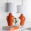 JONATHAN Y 27″ Gray Ceramic Urn Table Lamp Set of 2 for Living Room, Bedside Nightstand Lamps for Bedroom, Farmhouse Decor with White Linen Shade, LED Bulbs Included JYL4020A-SET2(Orange)