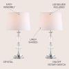 JONATHAN Y 27.5″ Clear Crystal Table Lamp Set of 2 for Living Room Bedroom, Glam Traditional Chrome Nightstand Lamps, White Linen Drum Shade, LED Bulbs Included JYL2037A-SET2