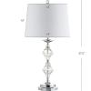 JONATHAN Y 27.5″ Clear Crystal Table Lamp Set of 2 for Living Room Bedroom, Glam Traditional Chrome Nightstand Lamps, White Linen Drum Shade, LED Bulbs Included JYL2037A-SET2