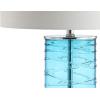 JONATHAN Y 27.5″ Cobalt Modern Fused Glass Table Lamp Set of 2 for Bedroom Living Room, Coastal Nightstand Bedside Lamp with White Linen Shade, LED Bulbs Included (JYL4017D-SET2)(Turquoise)