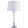 JONATHAN Y 28″ Clear Crystal Table Lamp Set of 2, Modern Glam Chrome Candlestick Lamps for Living Room Bedroom, White Linen Drum Shade, UL Listed, LED Bulbs Included JYL2052A-SET2