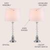 JONATHAN Y 28″ Clear Crystal Table Lamp Set of 2, Modern Glam Chrome Candlestick Lamps for Living Room Bedroom, White Linen Drum Shade, UL Listed, LED Bulbs Included JYL2052A-SET2