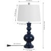 JONATHAN Y 28.5″ Navy Glass Table Lamp Set of 2 for Living Room Bedroom Decor, Modern Bedside Lamps with White Linen Shade, LED Bulbs Included (JYL1061E-SET2)(Navy)