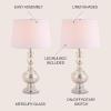 JONATHAN Y 28.5″ Navy Glass Table Lamp Set of 2 for Living Room Bedroom Decor, Modern Bedside Lamps with White Linen Shade, LED Bulbs Included (JYL1061E-SET2)(Mercury Silver)