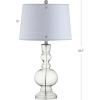 JONATHAN Y 28.5″ Navy Glass Table Lamp Set of 2 for Living Room Bedroom Decor, Modern Bedside Lamps with White Linen Shade, LED Bulbs Included (JYL1061E-SET2)(Clear)