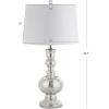 JONATHAN Y 28.5″ Navy Glass Table Lamp Set of 2 for Living Room Bedroom Decor, Modern Bedside Lamps with White Linen Shade, LED Bulbs Included (JYL1061E-SET2)(Mercury Silver)
