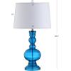JONATHAN Y 28.5″ Navy Glass Table Lamp Set of 2 for Living Room Bedroom Decor, Modern Bedside Lamps with White Linen Shade, LED Bulbs Included (JYL1061E-SET2)(Night Blue)