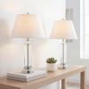 JONATHAN Y 29″ Smoked Gray Glass LED Table Lamp Set of 2, Modern Bedside Nightstand Lamps for Living Room Bedroom Office, White Linen Shade, Transitional Decor (JYL4014B-SET2)(Clear)