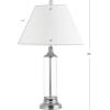 JONATHAN Y 29″ Smoked Gray Glass LED Table Lamp Set of 2, Modern Bedside Nightstand Lamps for Living Room Bedroom Office, White Linen Shade, Transitional Decor (JYL4014B-SET2)(Clear)