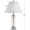JONATHAN Y 29″ Smoked Gray Glass LED Table Lamp Set of 2, Modern Bedside Nightstand Lamps for Living Room Bedroom Office, White Linen Shade, Transitional Decor (JYL4014B-SET2)(Smoked Gray)