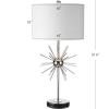 JONATHAN Y 31.5″ Chrome Metal and Marble Starburst LED Table Lamp Set of 2, Mid-Century Modern Glam Lamp for Living Room Bedroom, White Linen Shade, LED Bulbs Included JYL2011A-SET2