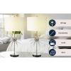 JONATHAN Y 31.5″ Chrome Metal and Marble Starburst LED Table Lamp Set of 2, Mid-Century Modern Glam Lamp for Living Room Bedroom, White Linen Shade, LED Bulbs Included JYL2011A-SET2